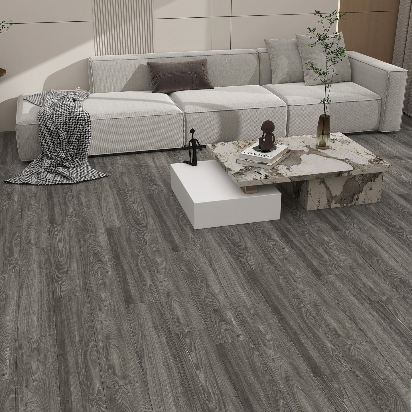 Revêtement de sol en planches vinyle SPC - Bois Grège 5,5mm (7"x48") - 2,63 m²/pi2