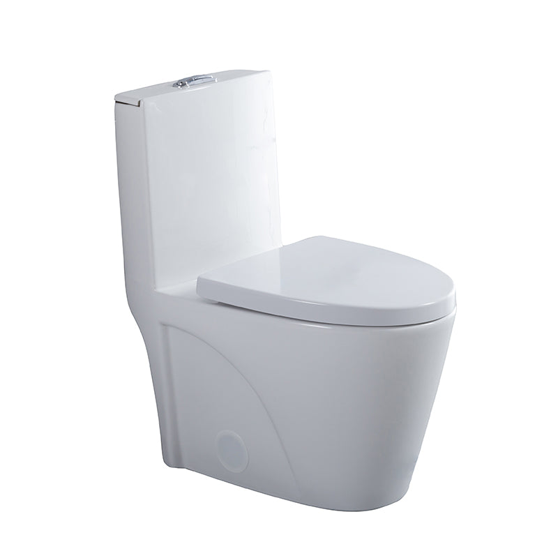 Modern Elongated One-Piece Toilet - Glossy White