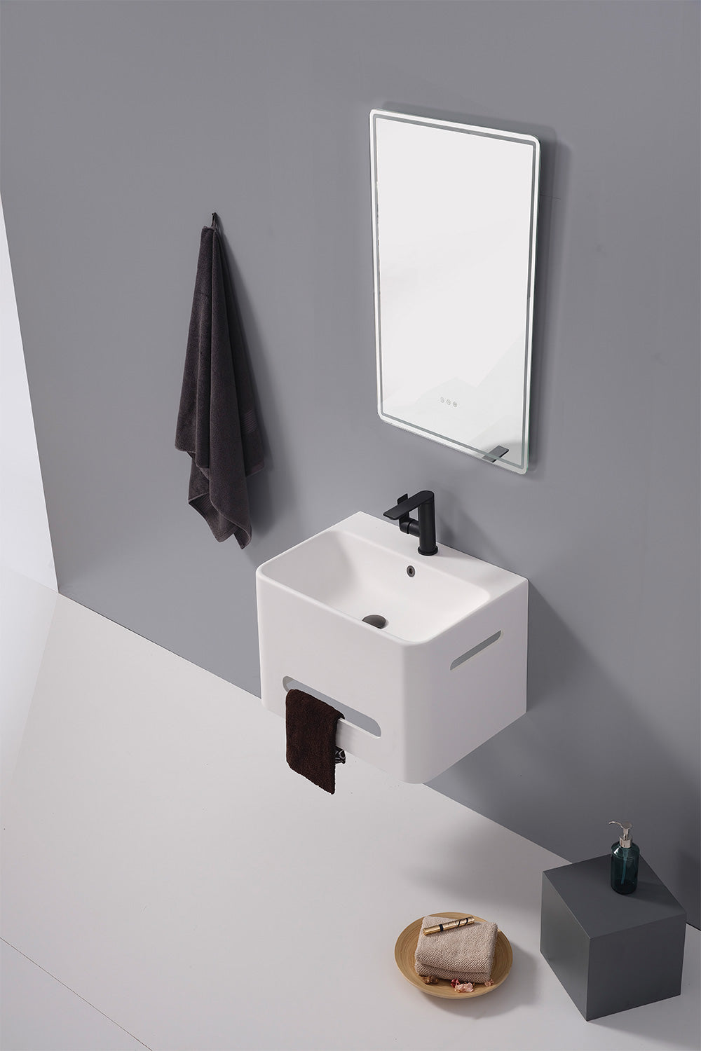 Vanité Moderne avec Étagère et Miroir LED (MD-2563060)
