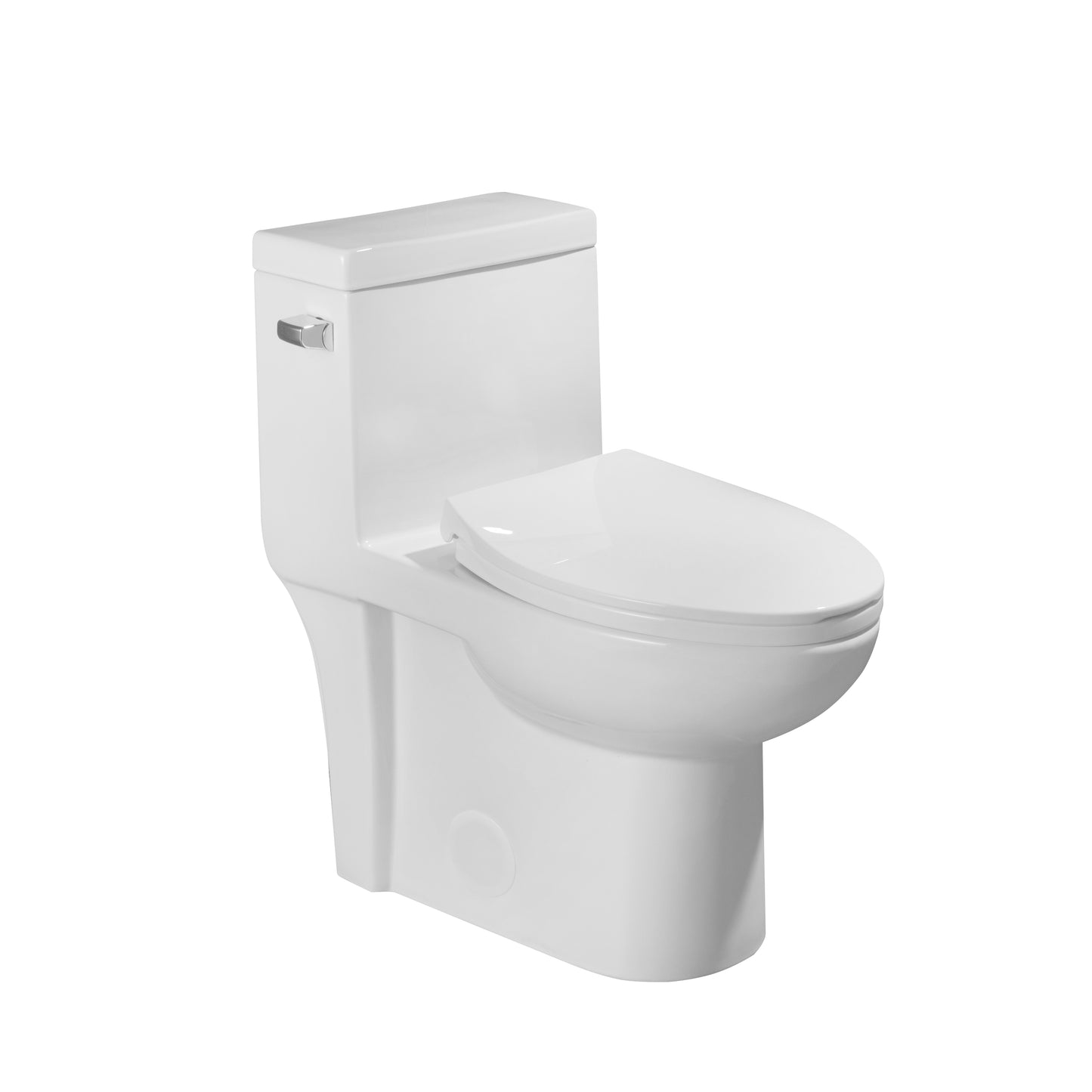 White One-Piece Elongated Toilet with Side Dual Flush with ADA Standard Height