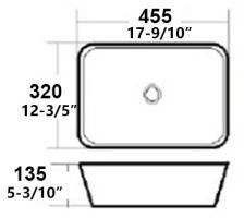 Rectangular White Glossy Ceramic Vessel Sink – 18' x 12'