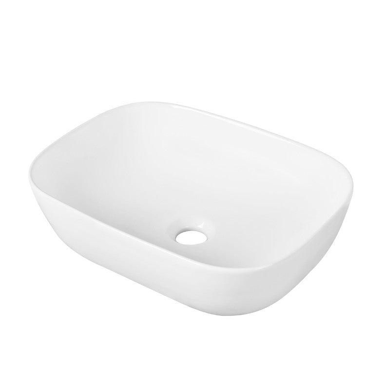 Rectangular White Glossy Ceramic Vessel Sink – 18' x 12'