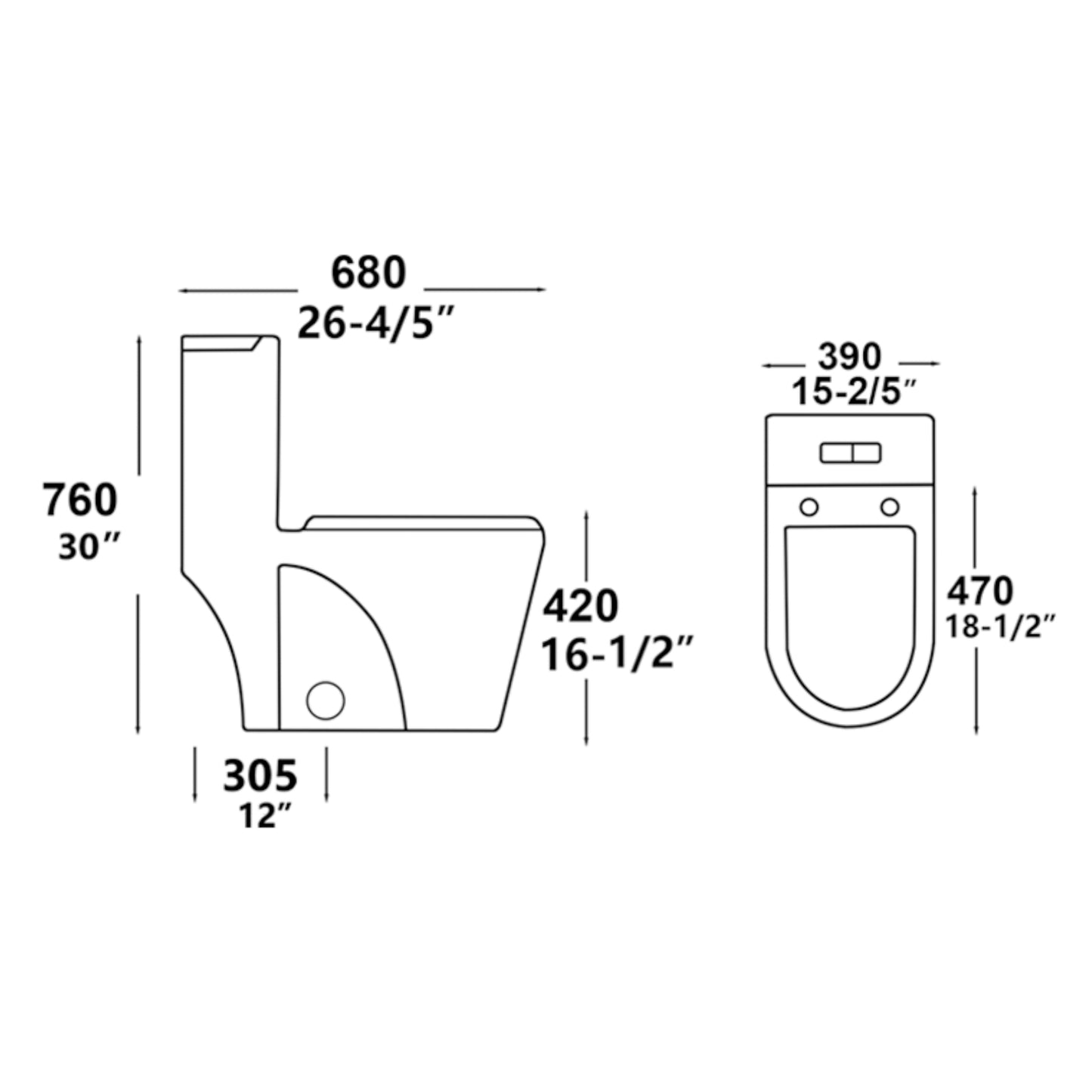 Modern Elongated One-Piece Toilet - Glossy White