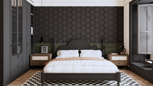 MDF Hexagonal Acoustic Wall Panel - Dim Gray (759 x 621 x 18 mm) - Set of 4 Panels / Panneaux