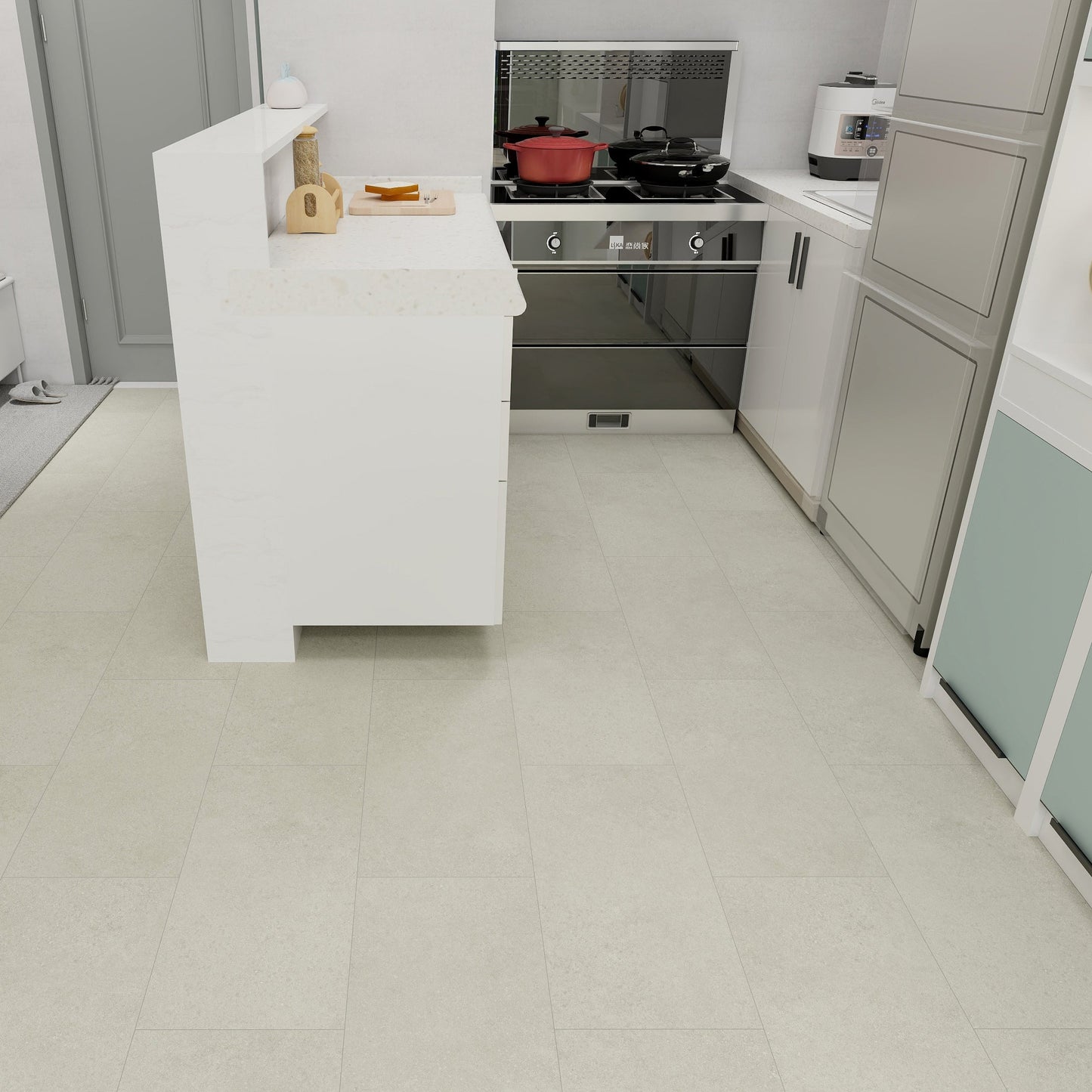 SPC Tile Flooring Light Stone 6.5mm (12" x 24") 19.38 sqft