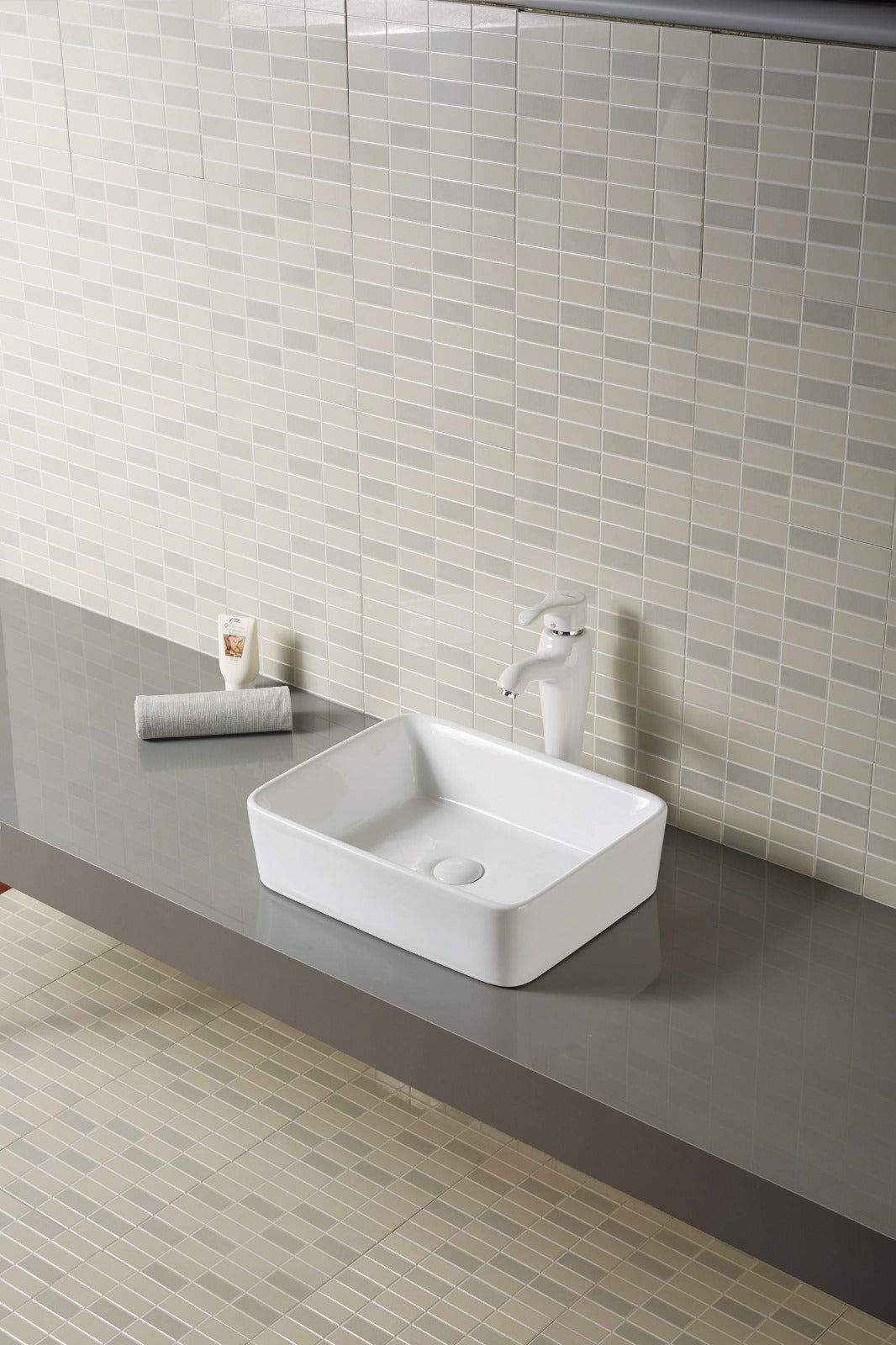 Rectangular Glossy White Porcelain Vessel Sink – 19" x 15"