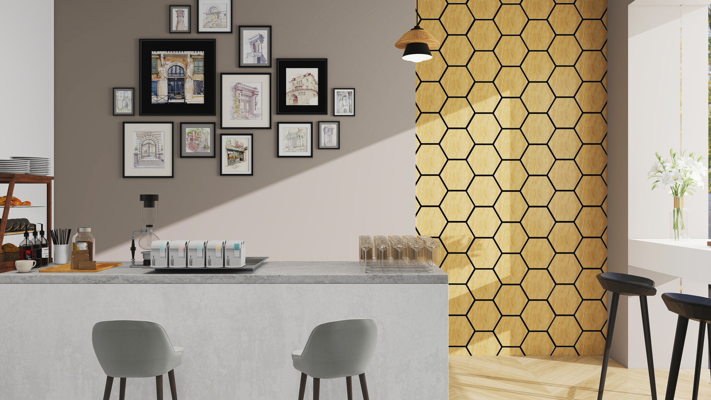 MDF Hexagonal Acoustic Wall Panel - Natural Light Wood (759 x 621 x 18 mm)