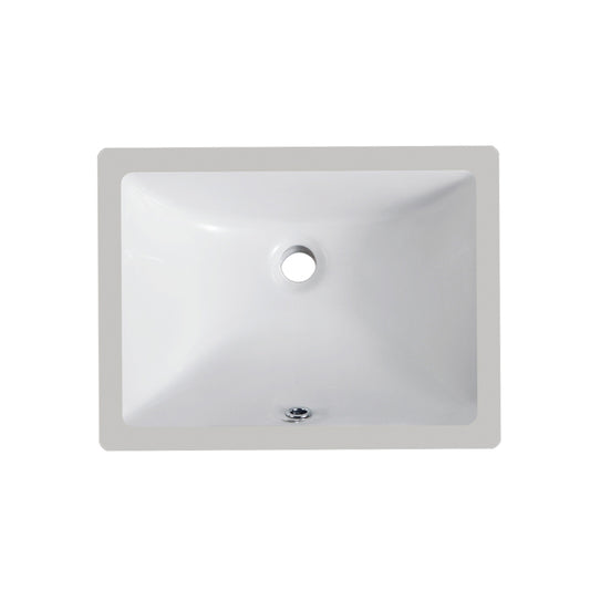 Compact Rectangular Undermount Basin – Glossy White (17.9" x 12.8" x 7.1")