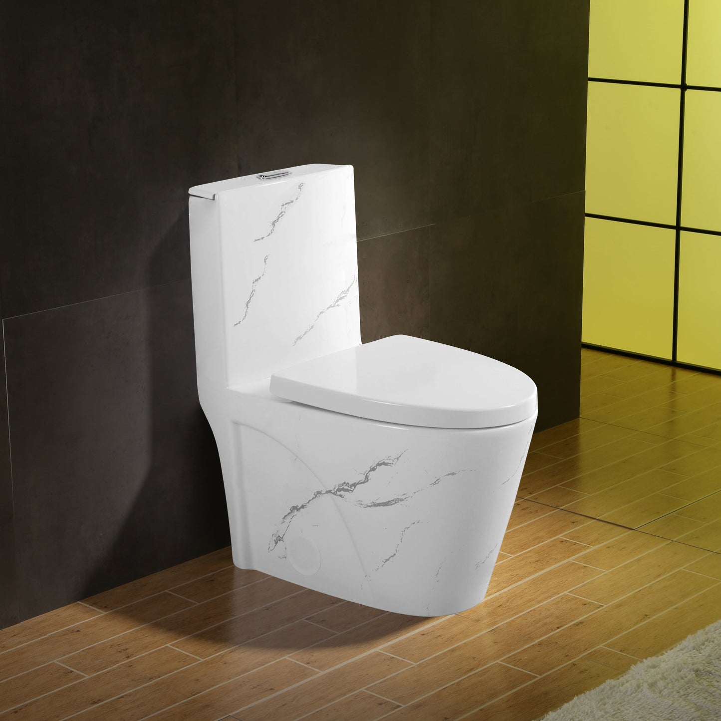 Toilette monobloc à chasse d'eau siphonique - Toilette monopièce Marbée