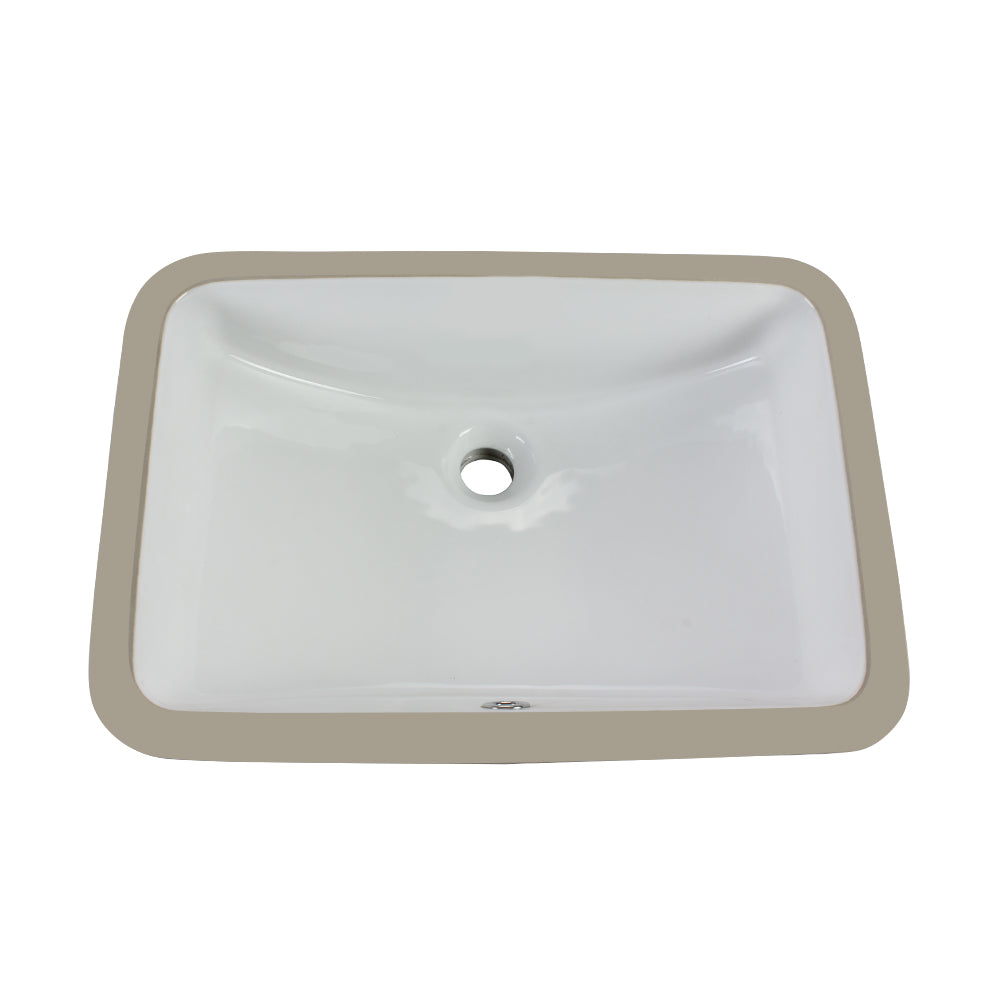 Rectangular Undermount Ceramic Basin – Glossy White (20.5" x 14.6" x 8.3")