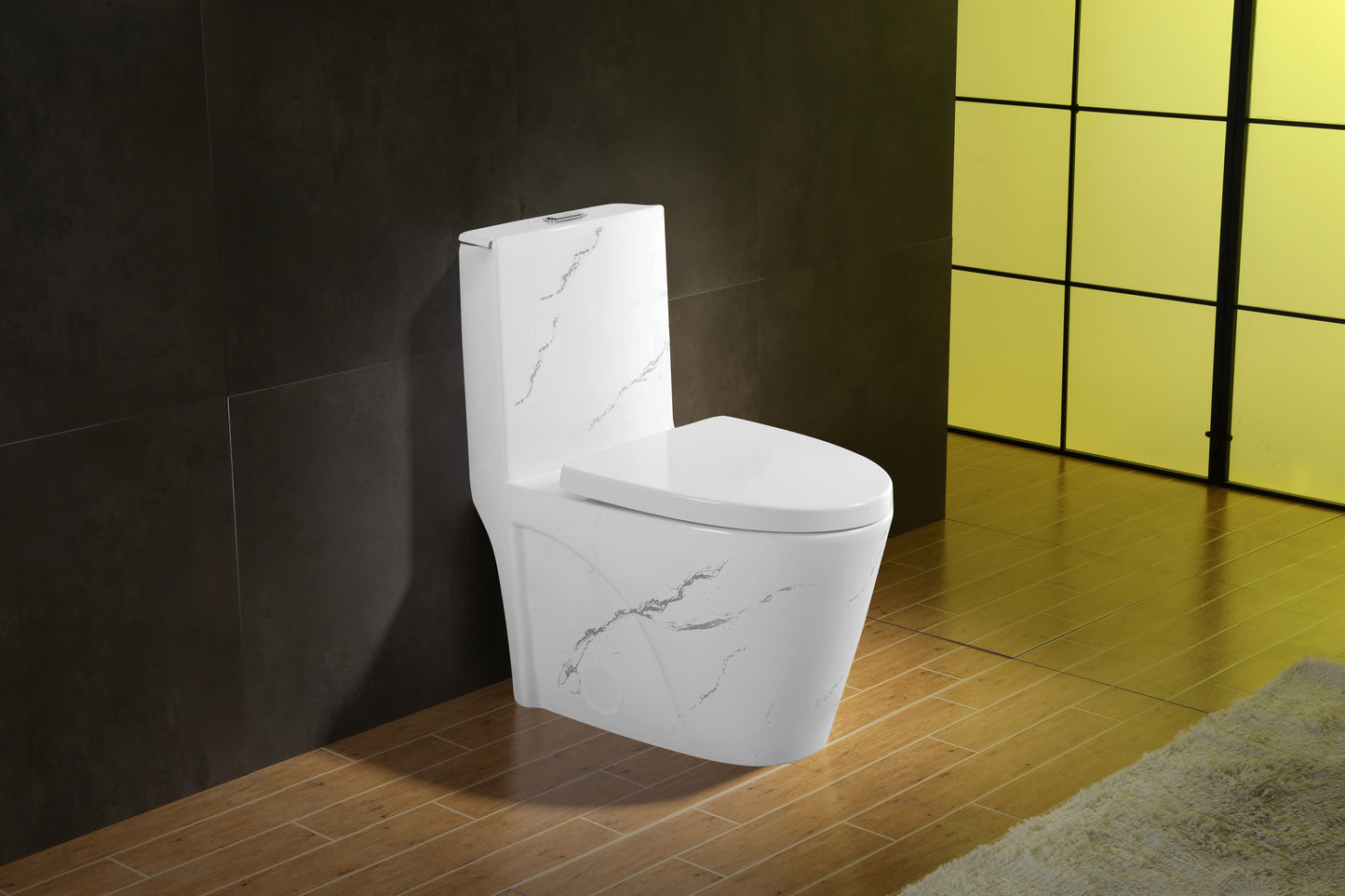 Luxury One-Piece Toilet - White Marble Finish