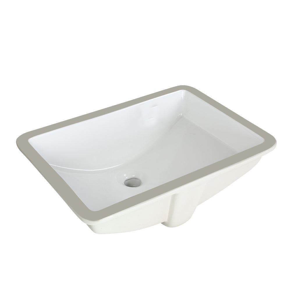 Rectangular Undermount Ceramic Basin – Glossy White (20.5" x 14.6" x 8.3")