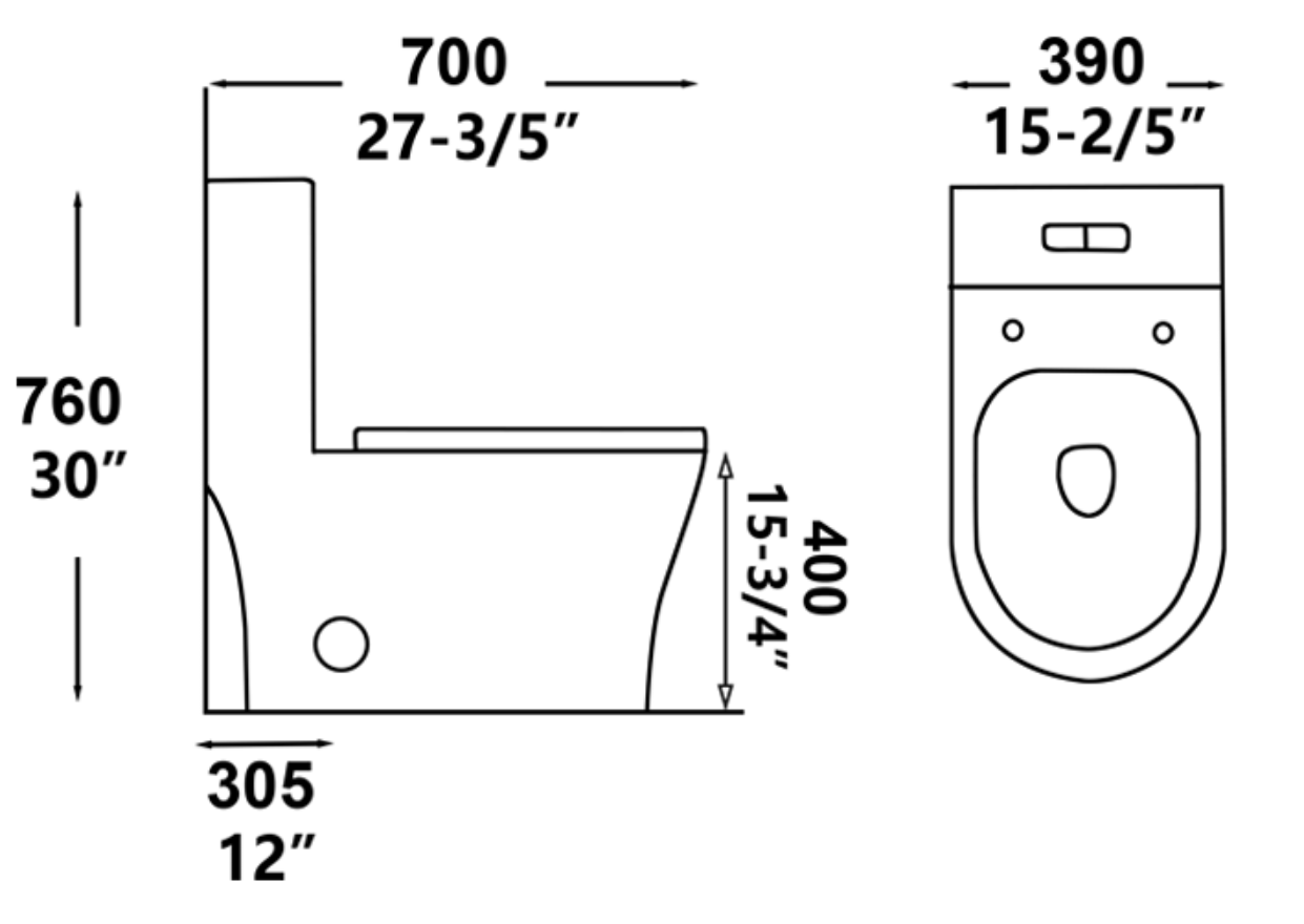 Luxury One-Piece Toilet - Glossy White with Black Accents