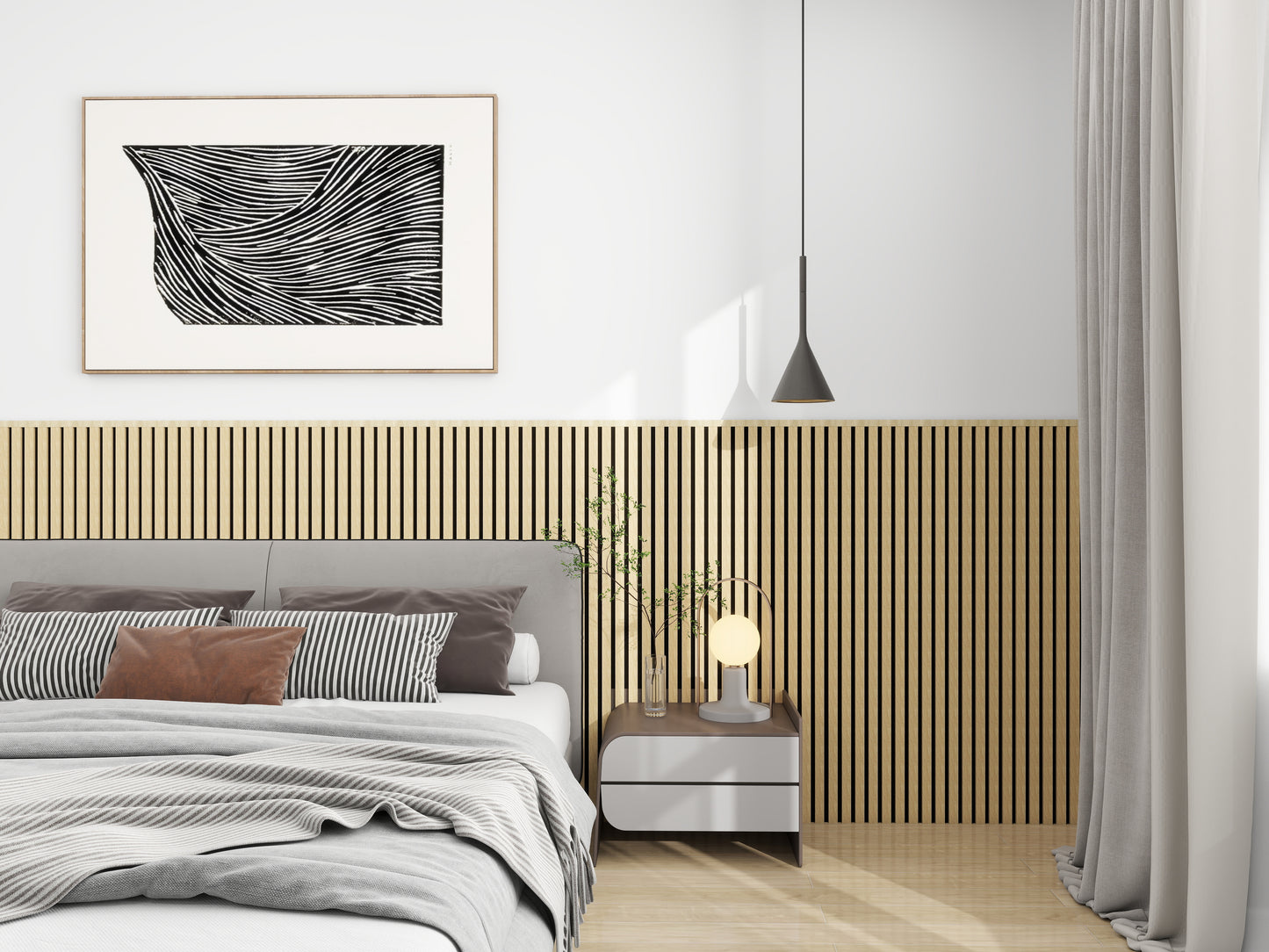 Acoustic Panel - Natural Light Wood (8'x2')