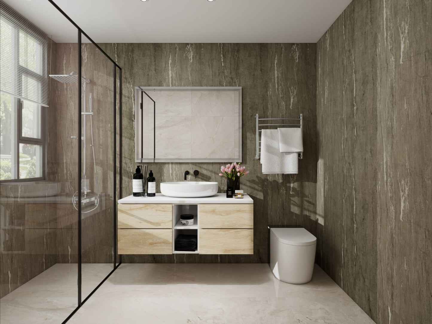 Panneau mural en PVC gris foncé effet pierre (8 x 4 pi)