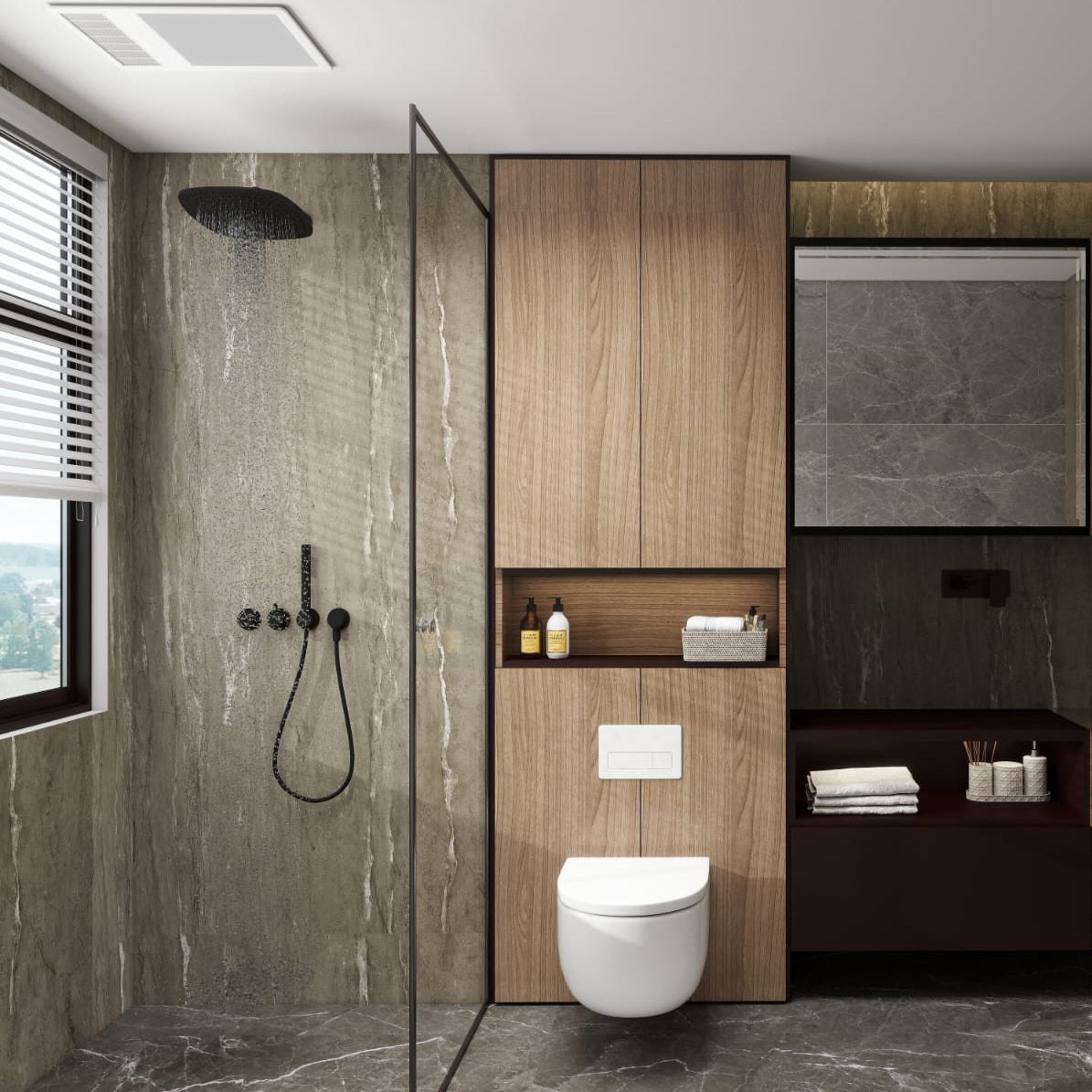 Panneau mural en PVC gris foncé effet pierre (8 x 4 pi)