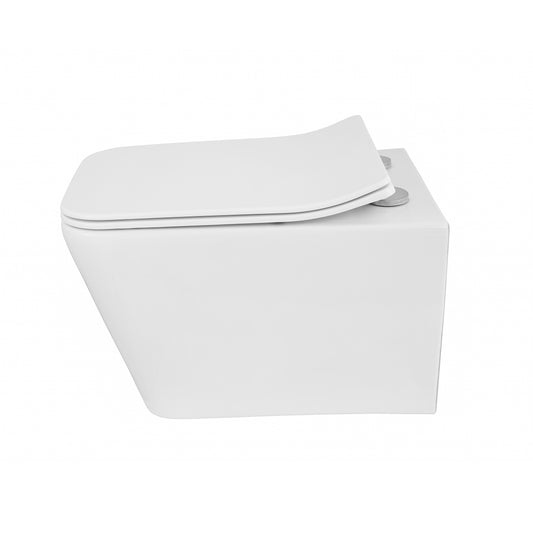 Modern Rectangular Wall-Hung Toilet - Glossy White