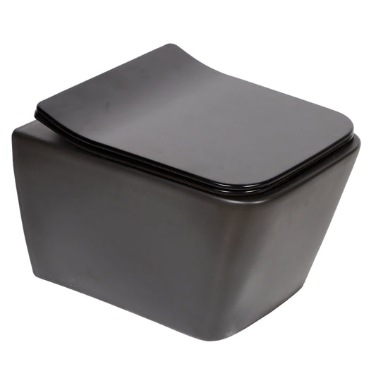 Modern Rectangular Wall-Hung Toilet - Matte Black