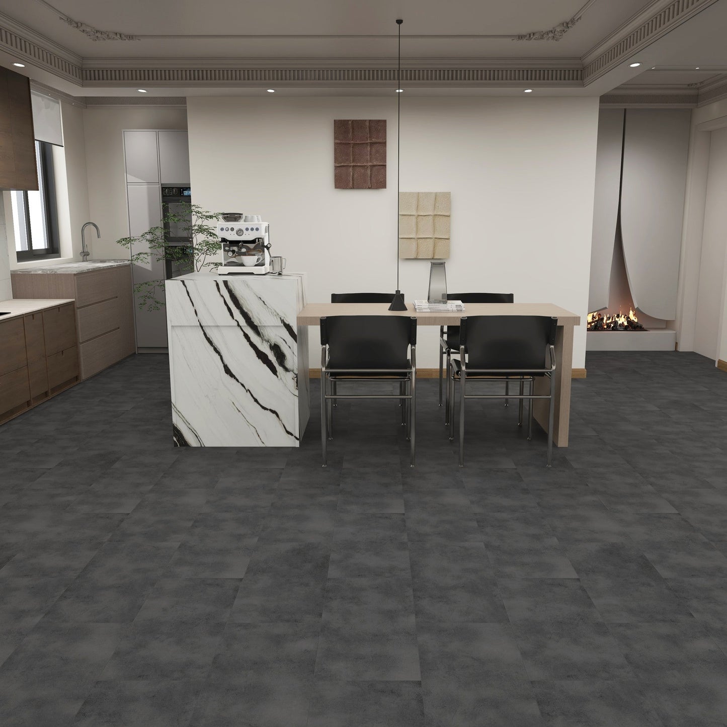 SPC Tile Flooring Midnight Charcoal 6.5mm (12" x 24") 19.38 sqft