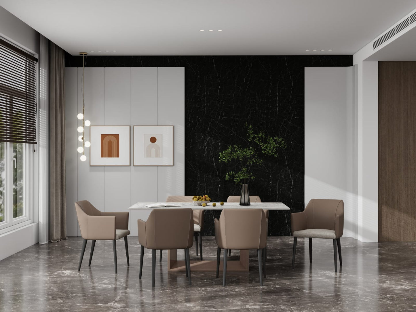 High-Gloss Black Marble-Effect PVC Panel (8 X 4 ft)