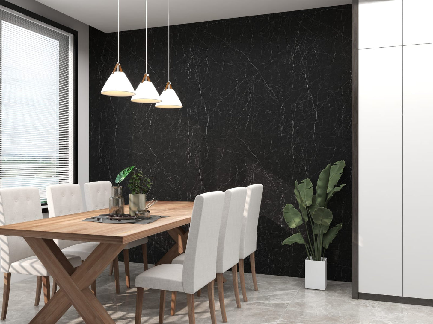 High-Gloss Black Marble-Effect PVC Panel (8 X 4 ft)