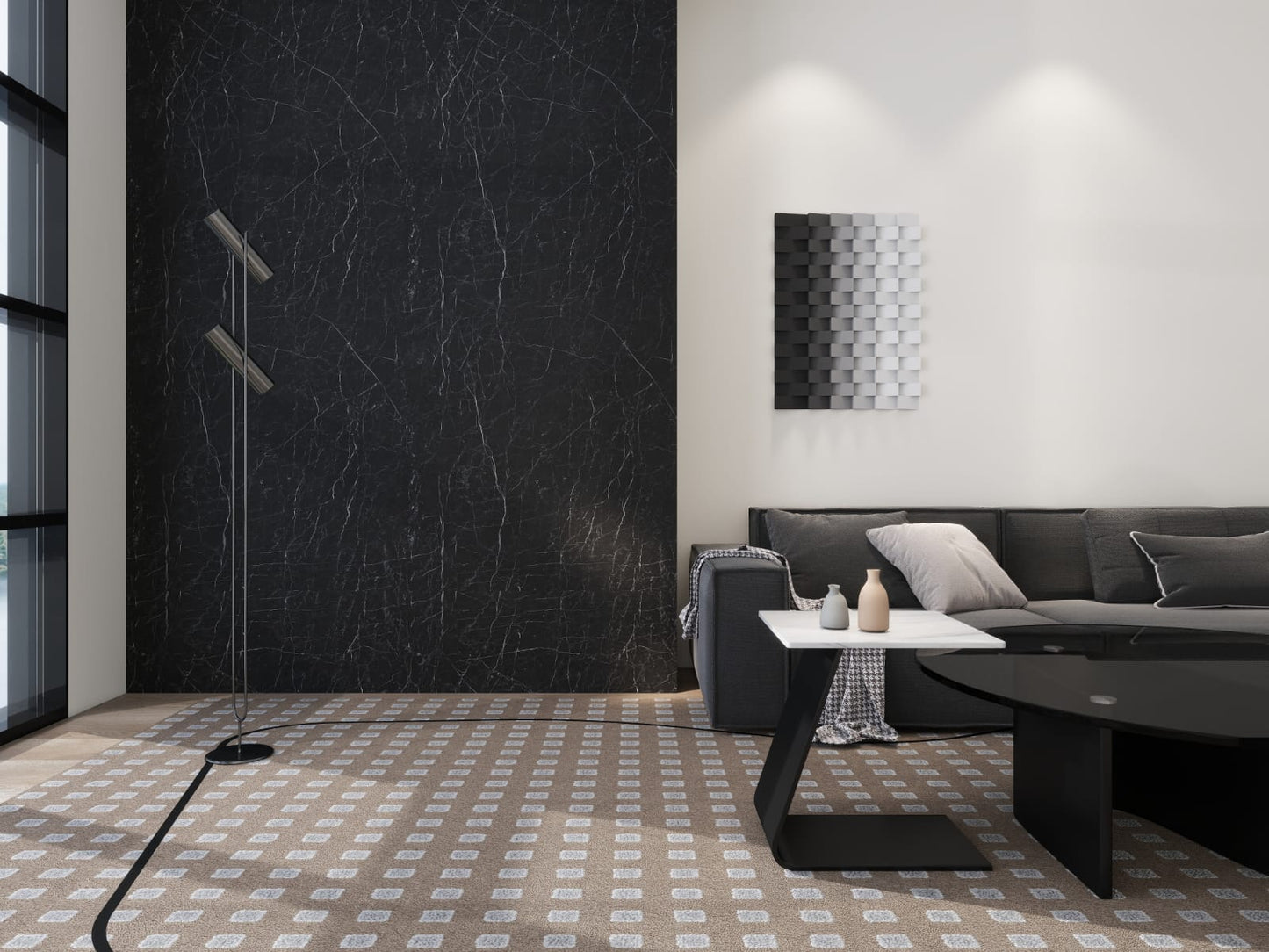 High-Gloss Black Marble-Effect PVC Panel (8 X 4 ft)