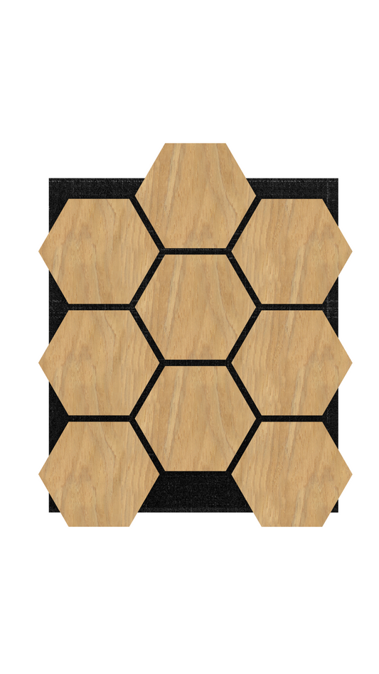 MDF Hexagonal Acoustic Wall Panel - Natural Light Wood (759 x 621 x 18 mm) - Set of 4 Panels / Panneaux